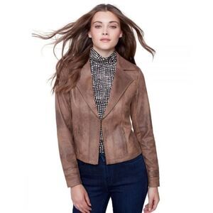 Charlie B Vintage Faux Suede Perfecto Jacket - Truffle sz large, like new
